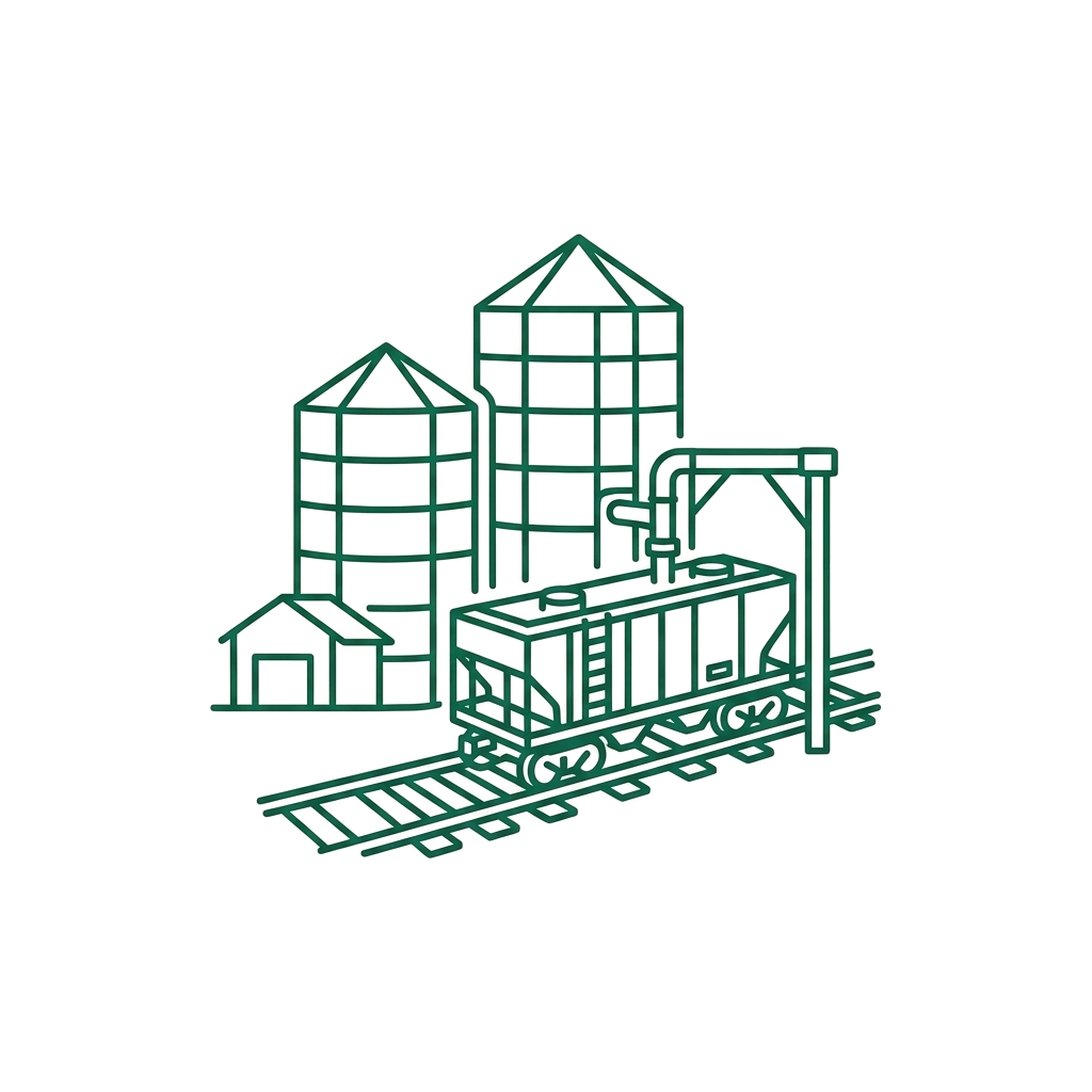 Grain silos and rail transport